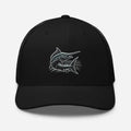 Great Catch Embroidered Marlin black trucker hat with fish emblem