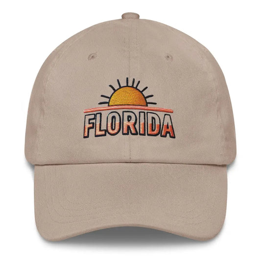 The Sunshine State Florida Dad Hat: Low-Profile Embroidered Adjustable Strap Vacation Hat Great - Stone - Hats
