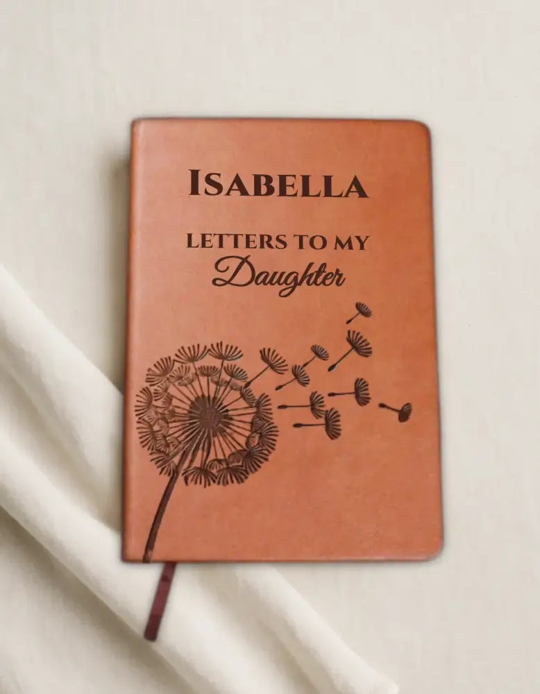 Personalized dandelion vegan leather journal for daughter