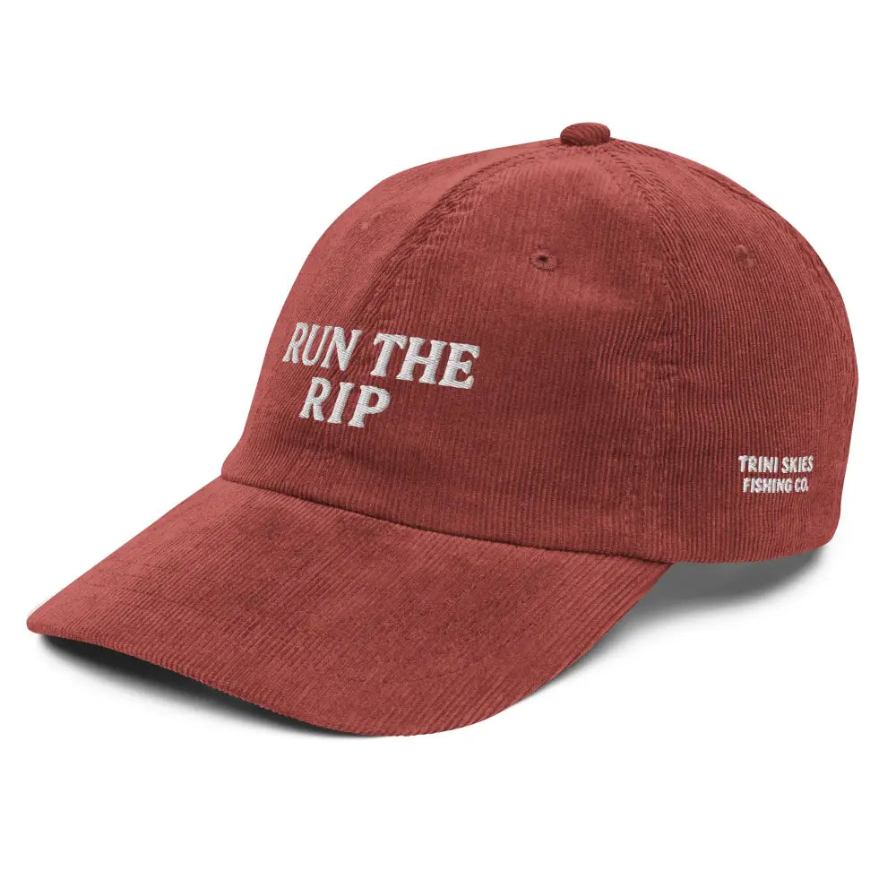 Russet embroidered corduroy cap RUN THE RIP Trini Skies Fishing