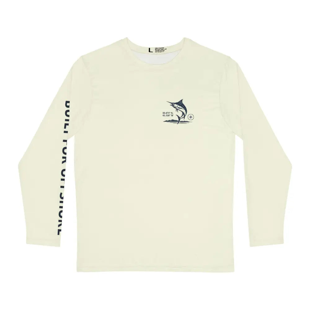 Trini Skies Fishing long-sleeve off-white shirt with iconic marlin graphic