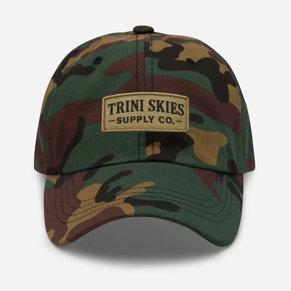 Trini Skies Heritage Patch Hat camo dad cap with embroidered patch