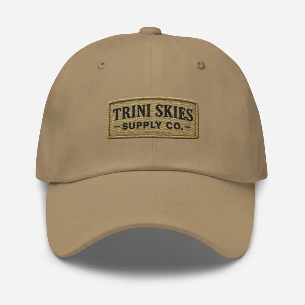 Trini Skies Heritage Patch Hat - Tan Baseball Cap with Embroidered Patch