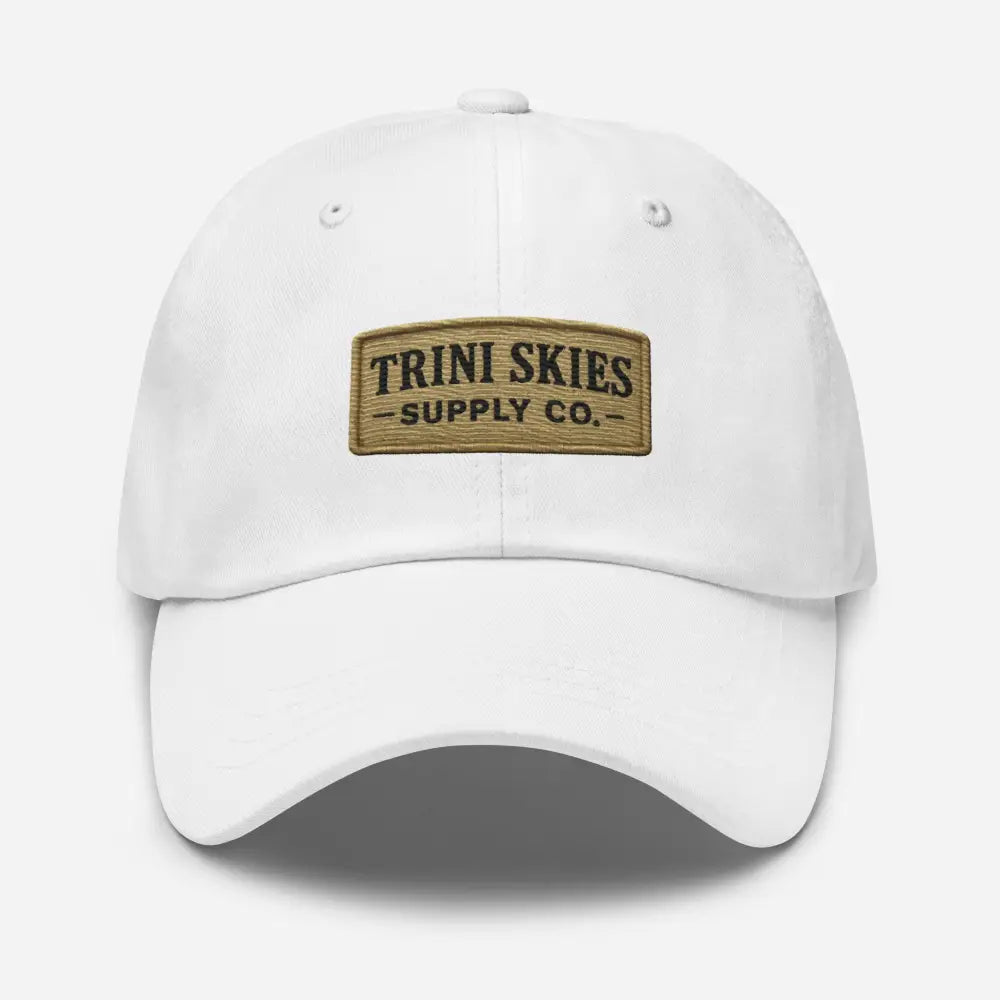 Trini Skies Heritage Patch Hat white dad cap with embroidered patch