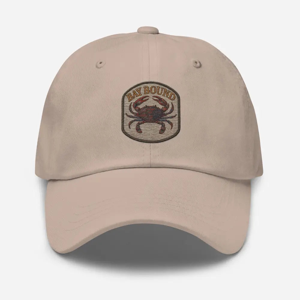 Bay Bound embroidered light tan crab cap by Trini Skies USA