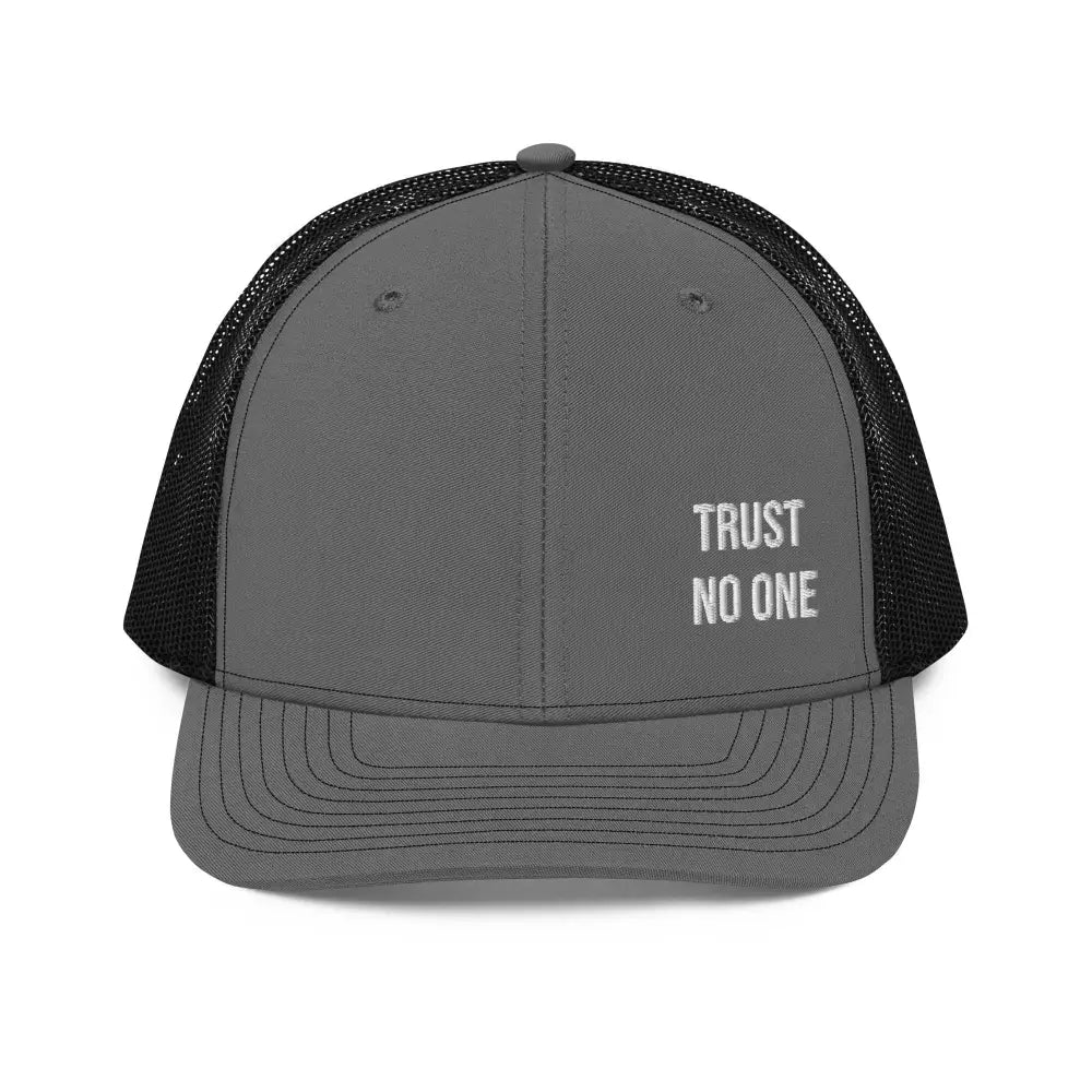 Gray and black mesh Trini Skies embroidered trucker cap