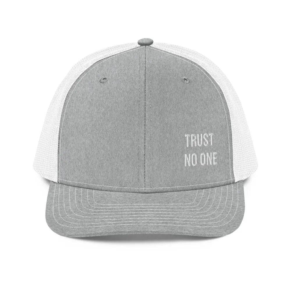 Grey and white Trini Skies embroidered trucker cap