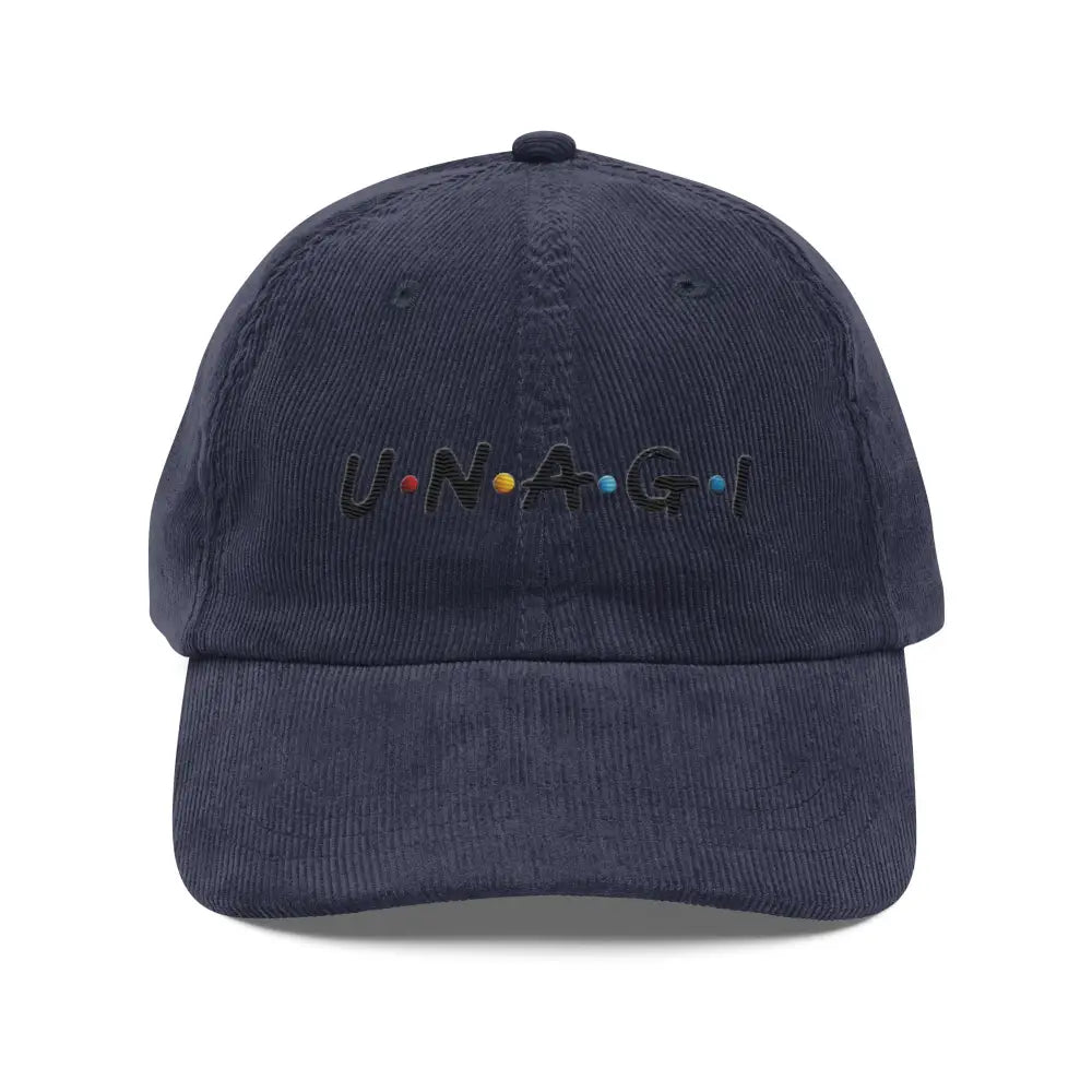 Navy blue unagi embroidered corduroy baseball cap by Trini Skies