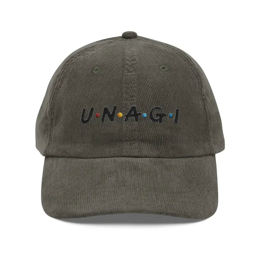 UNAGI Embroidered Corduroy Cap – Always Stay Aware - Olive - olive green corduroy baseball cap 1