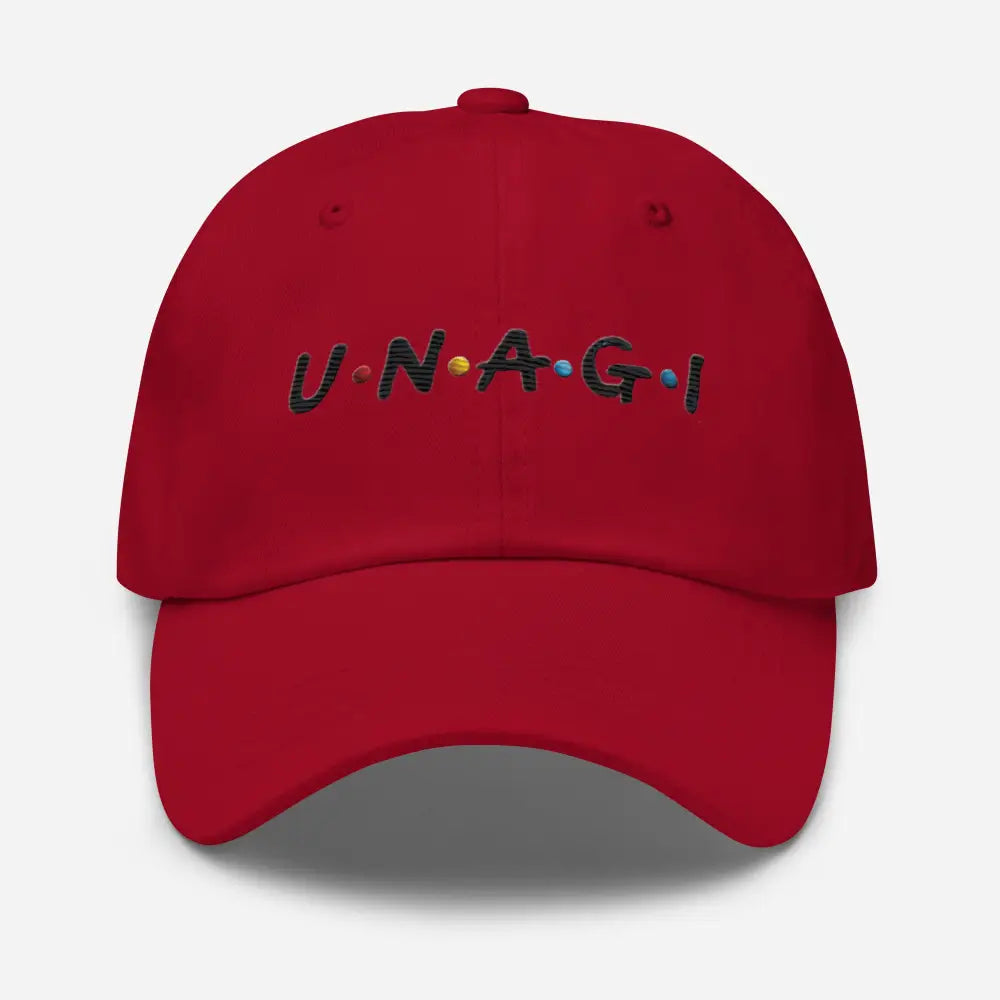 Red Unagi Embroidered Dad Hat in Friends TV Show Style