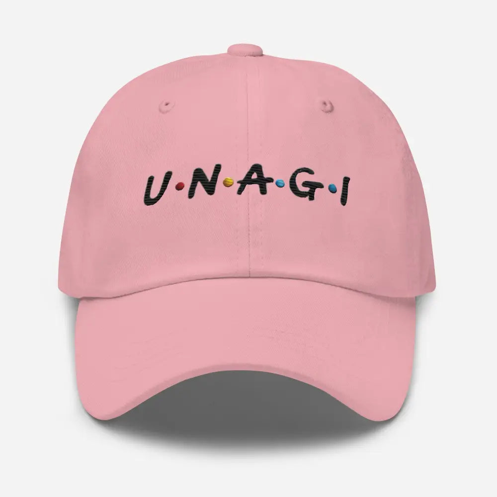 Pink Unagi Embroidered Dad Hat in Friends TV Show Font