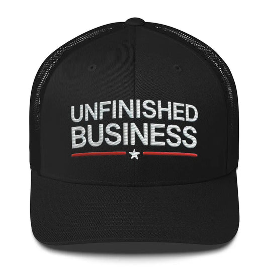 Unfinished Business Trump Vance Embroidered Trucker Cap Make Your Voice Heard - Black / UNISEX / ADULT - black trucker