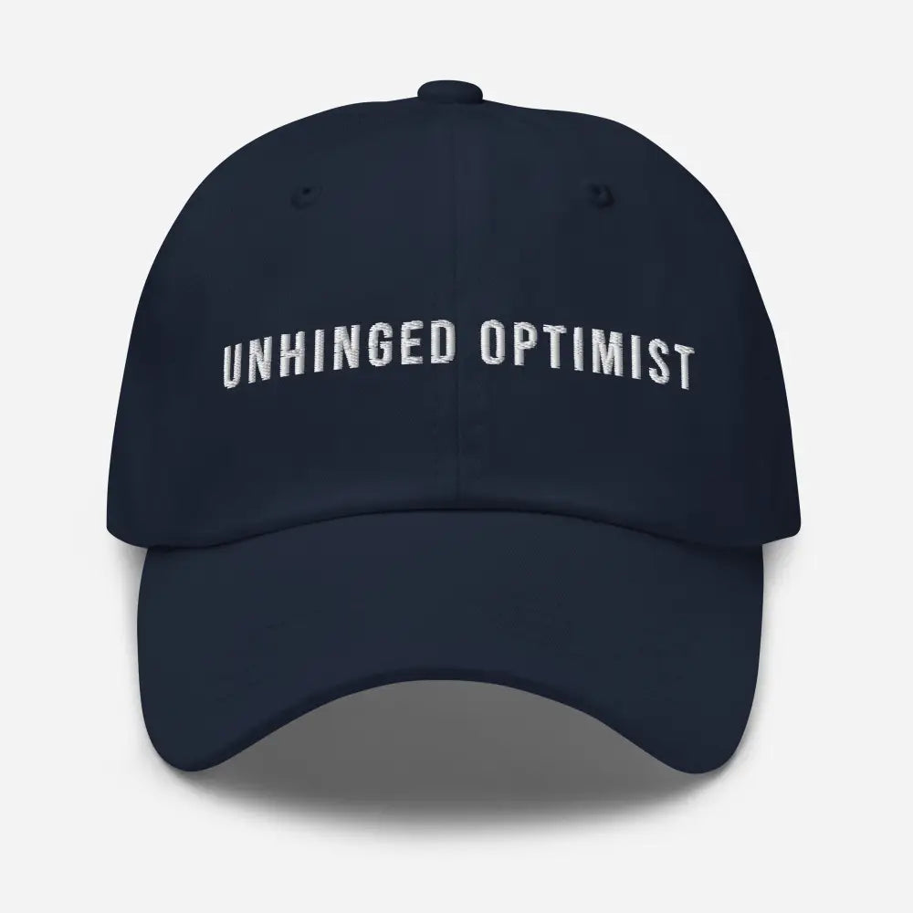 Navy blue unhinged optimist dad embroidered corduroy cap