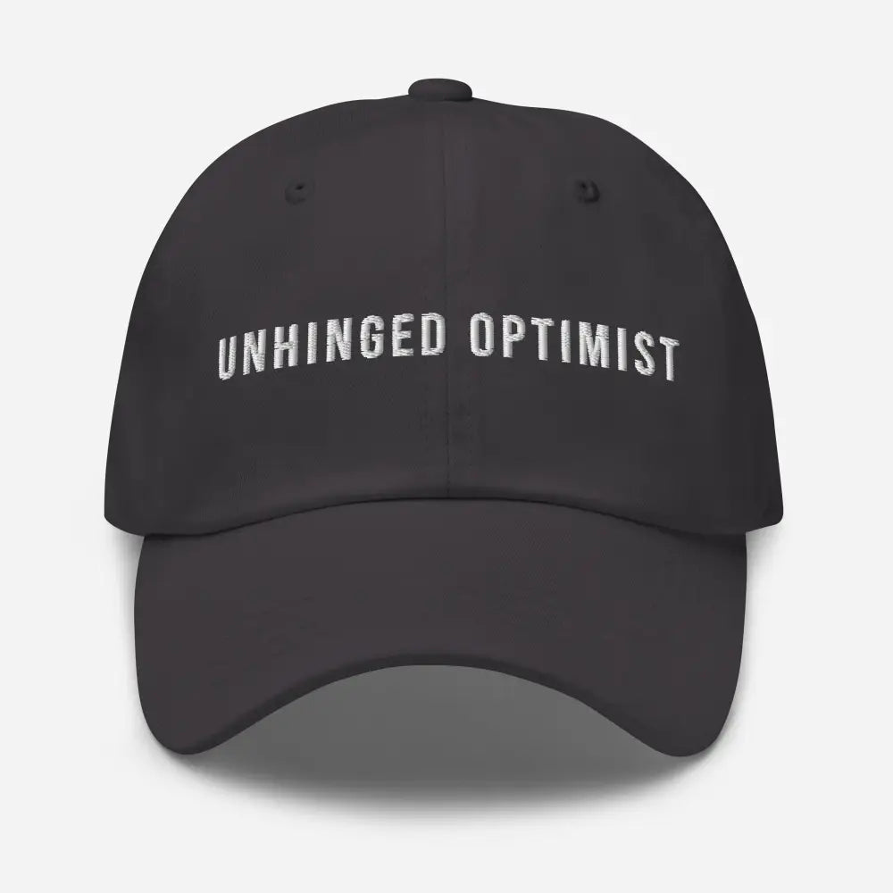 Dark grey unhinged optimist dad embroidered corduroy cap