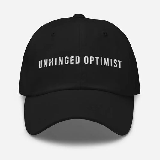 Unhinged Optimist Dad Hat - Unisex Vintage Adjustable Cap Embroidered - Black - Hats black baseball cap unhinged
