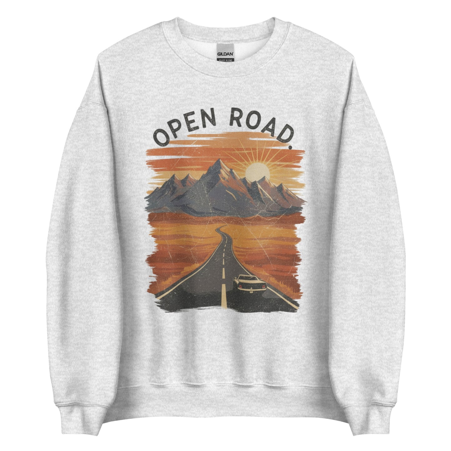 White mountain crewneck sweatshirt with desert highway graphic