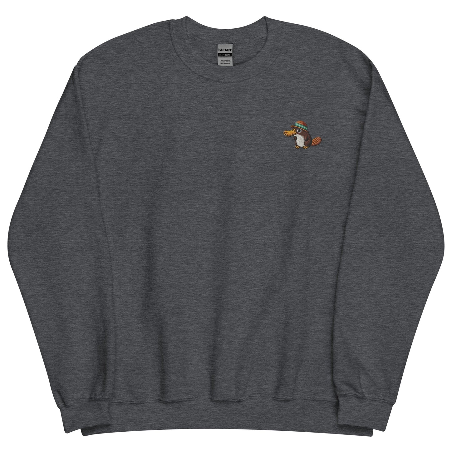 Embroidered "Relaxed Platypus" Sweatshirt, Warm Classic Fit Pre-Shrunk Sweater Wildlife Camping Swertshirt