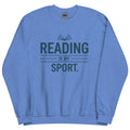 Cozy heather gray book lover favorite sport sweatshirt with open book graphic