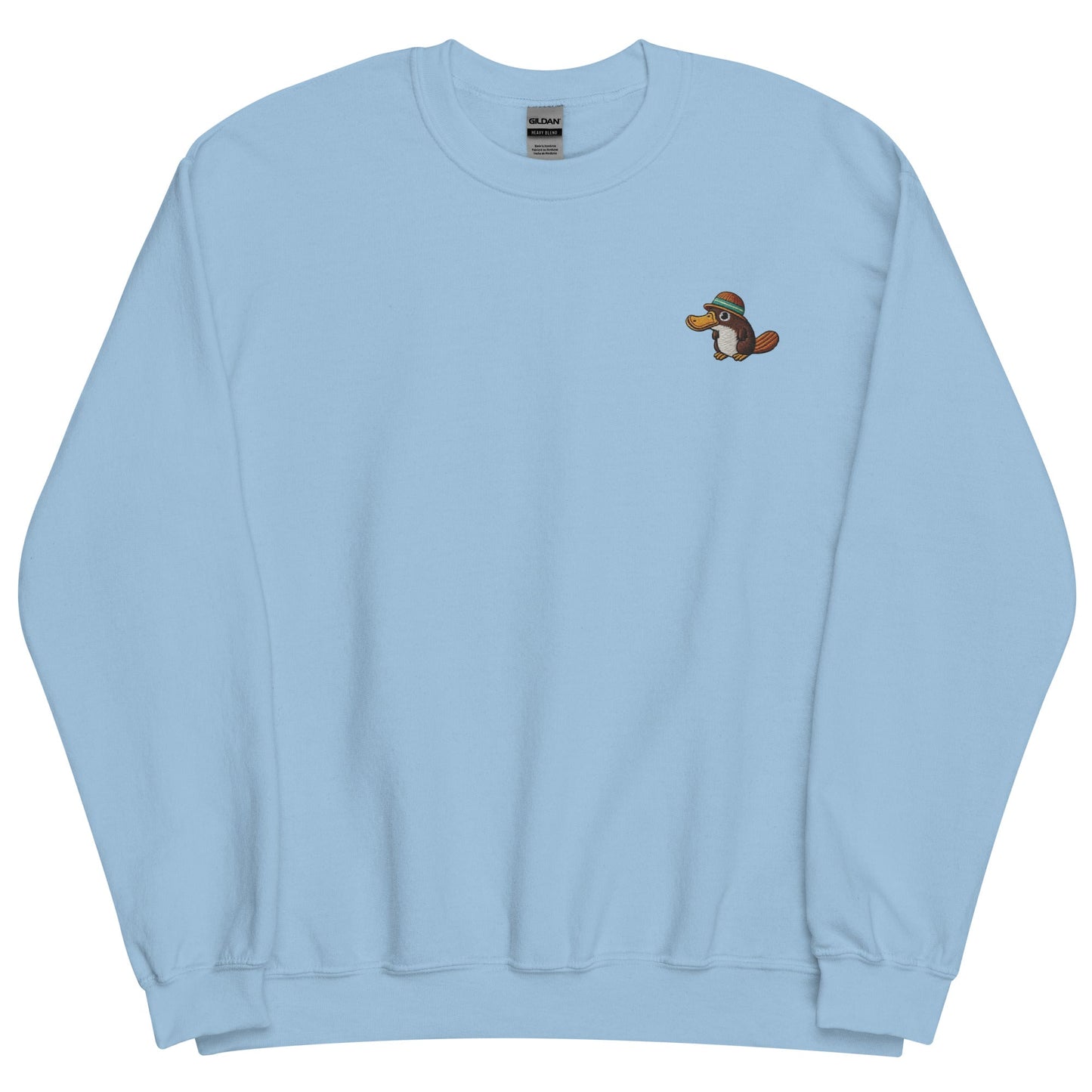 Embroidered "Relaxed Platypus" Sweatshirt, Warm Classic Fit Pre-Shrunk Sweater Wildlife Camping Swertshirt