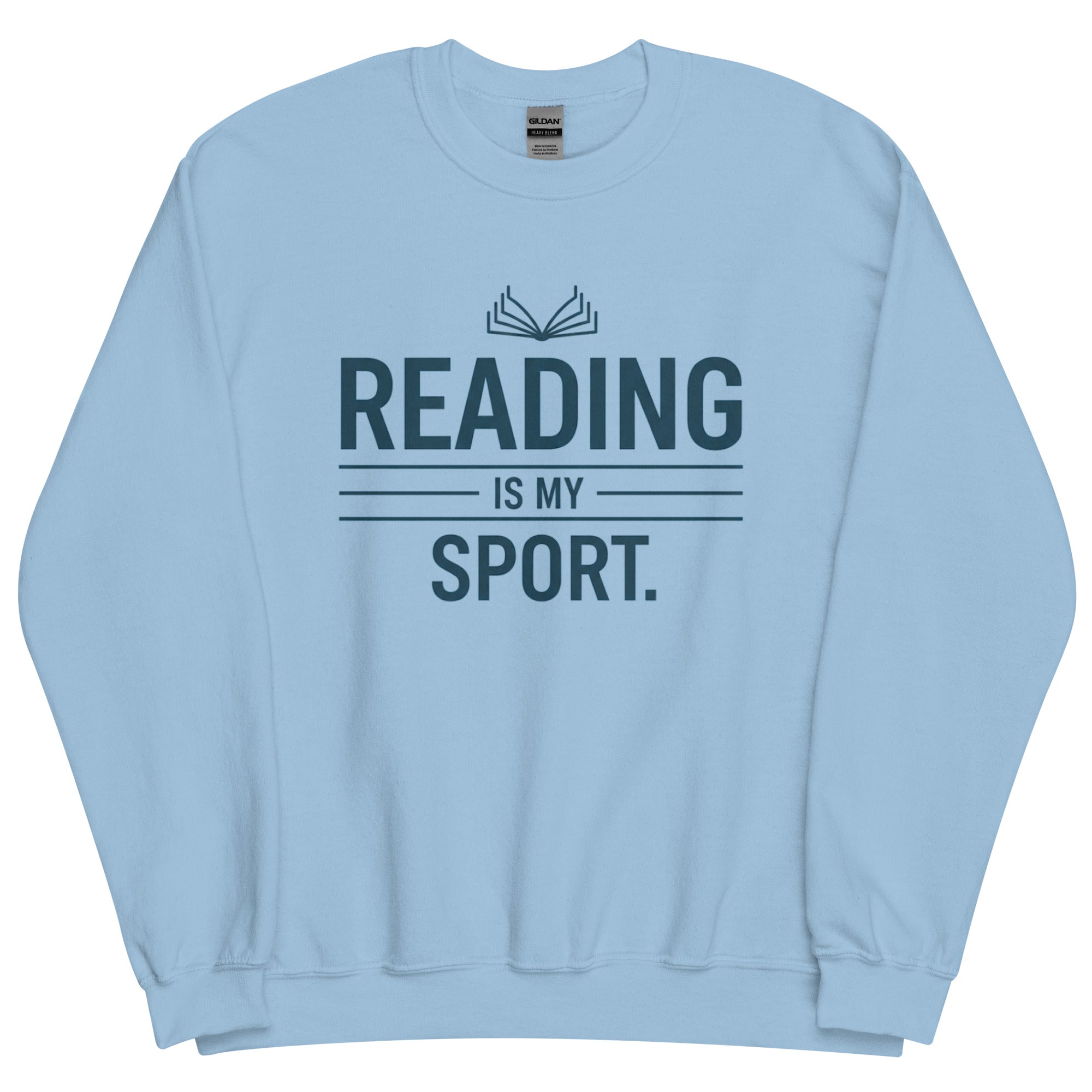 Cozy heather gray book lover favorite sport sweatshirt with open book graphic