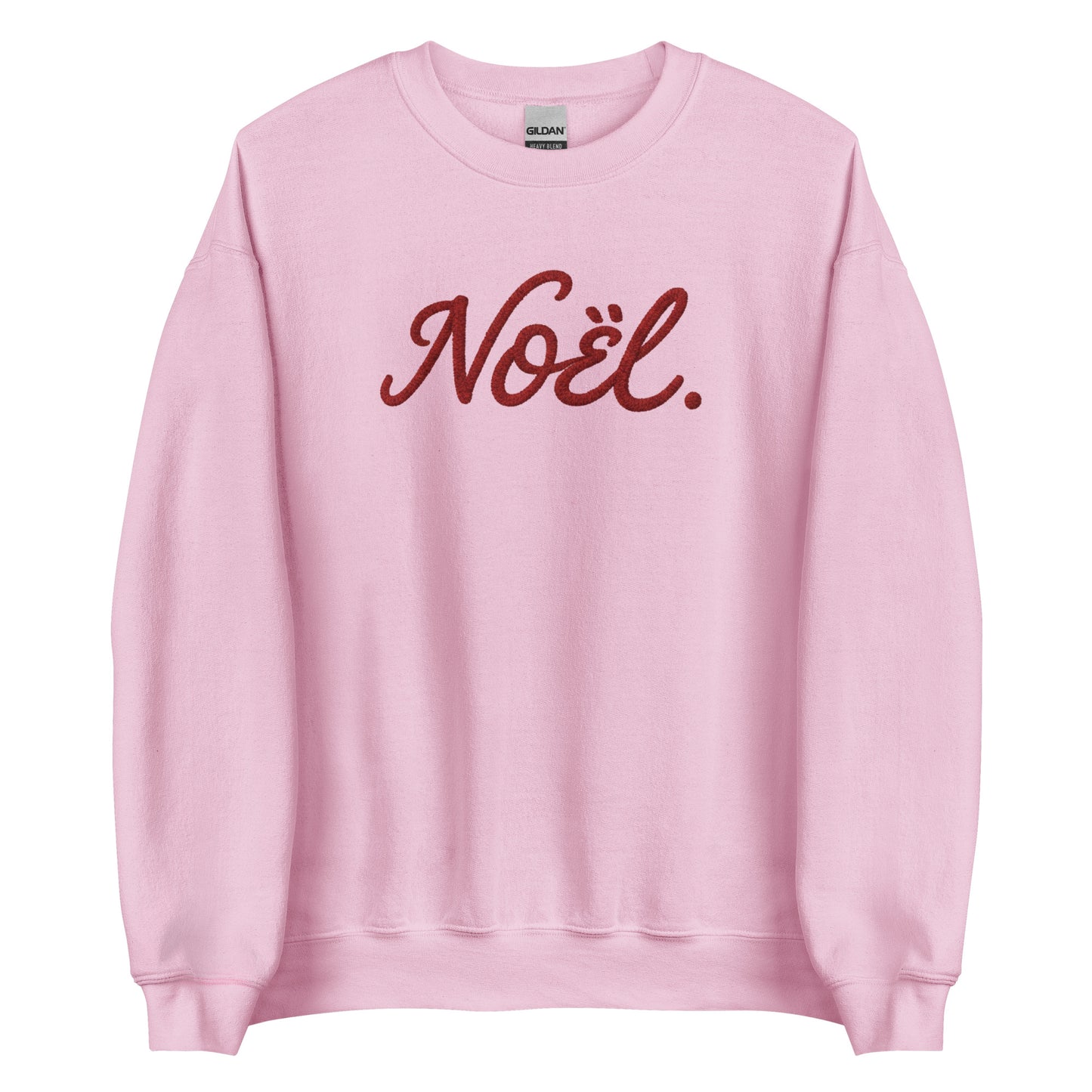 Pink Noël Christmas crewneck sweatshirt with red French holiday script