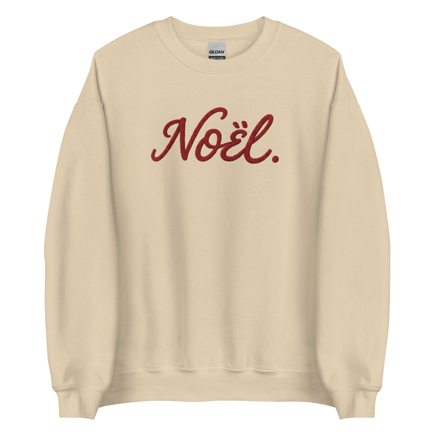 Beige Noël Christmas crewneck with red cursive script