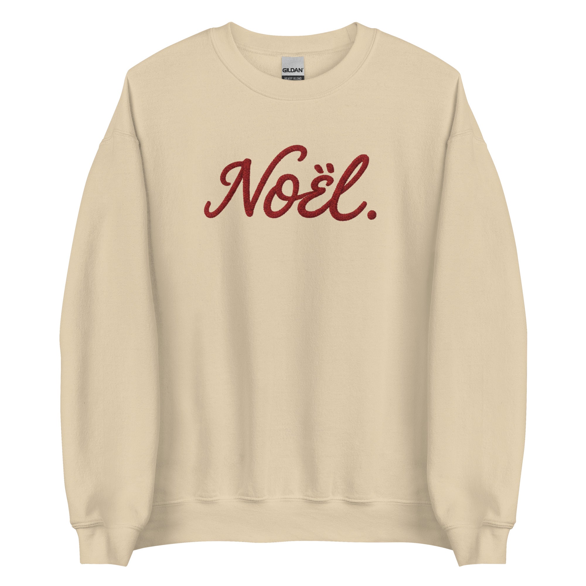 Beige Noël Christmas crewneck with red cursive script
