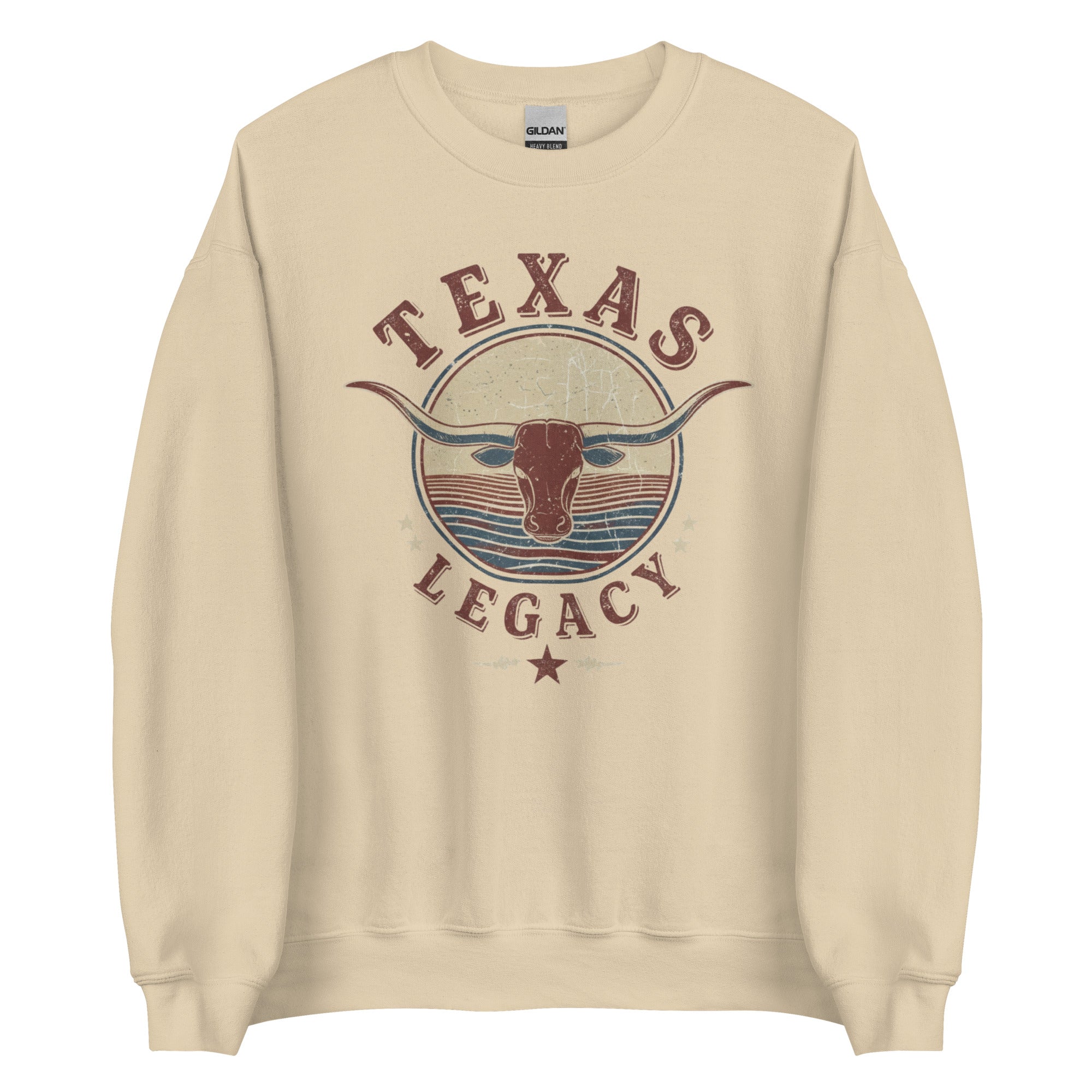 Vintage inspired Texas longhorn crewneck sweatshirt in cream
