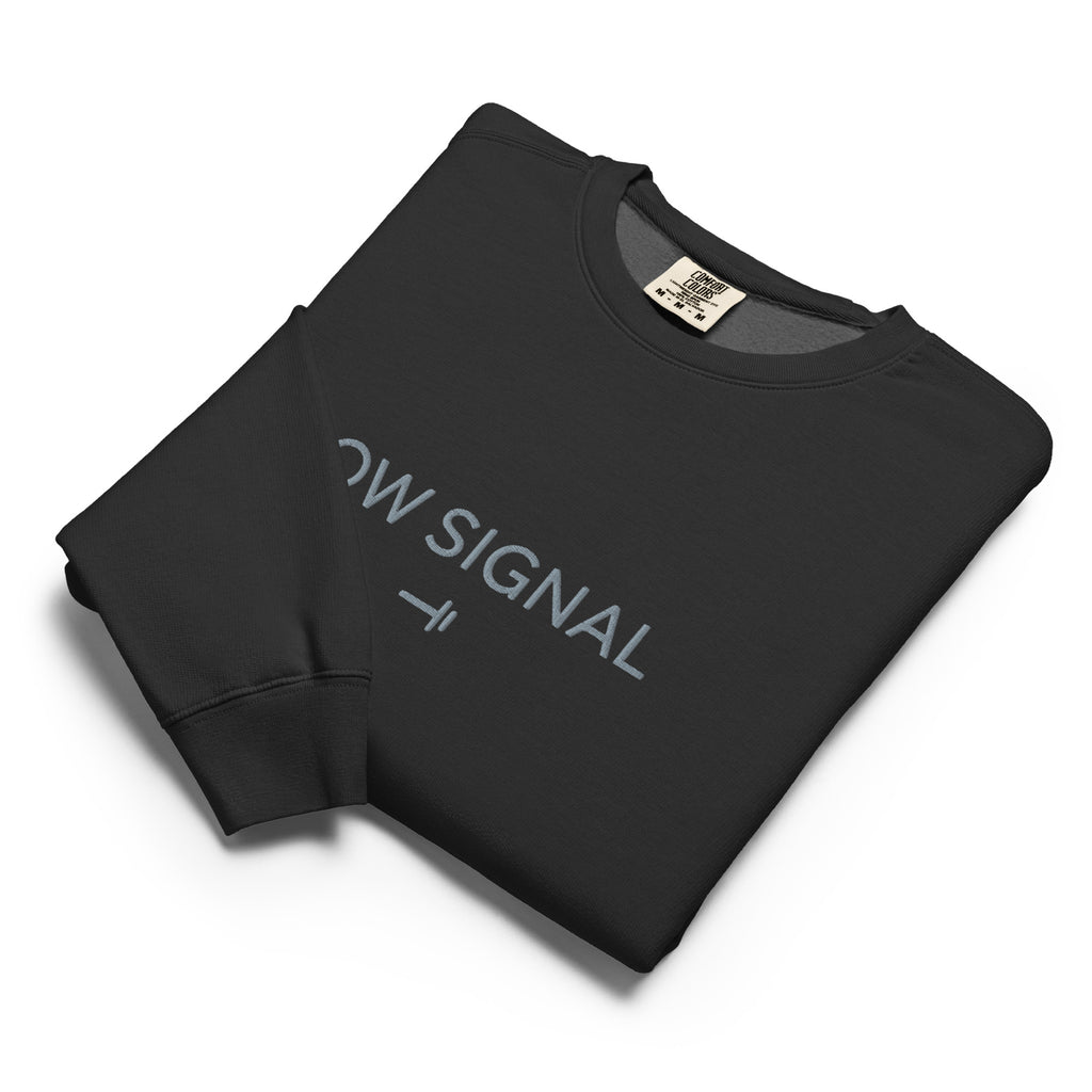 Black Low Signal Embroidered Cotton Crew Neck Sweatshirt