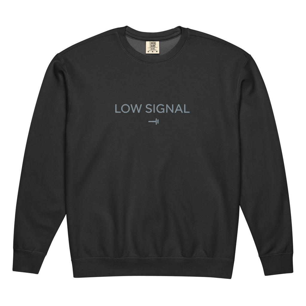 Black Low Signal Embroidered Sweatshirt in Cozy Comfort Colors