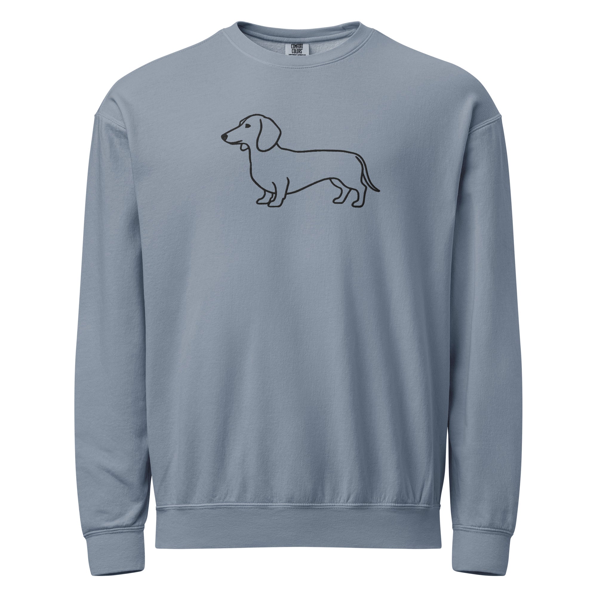 Grey Dachshund Sweatshirt with Minimal Line Art Wiener Dog Design