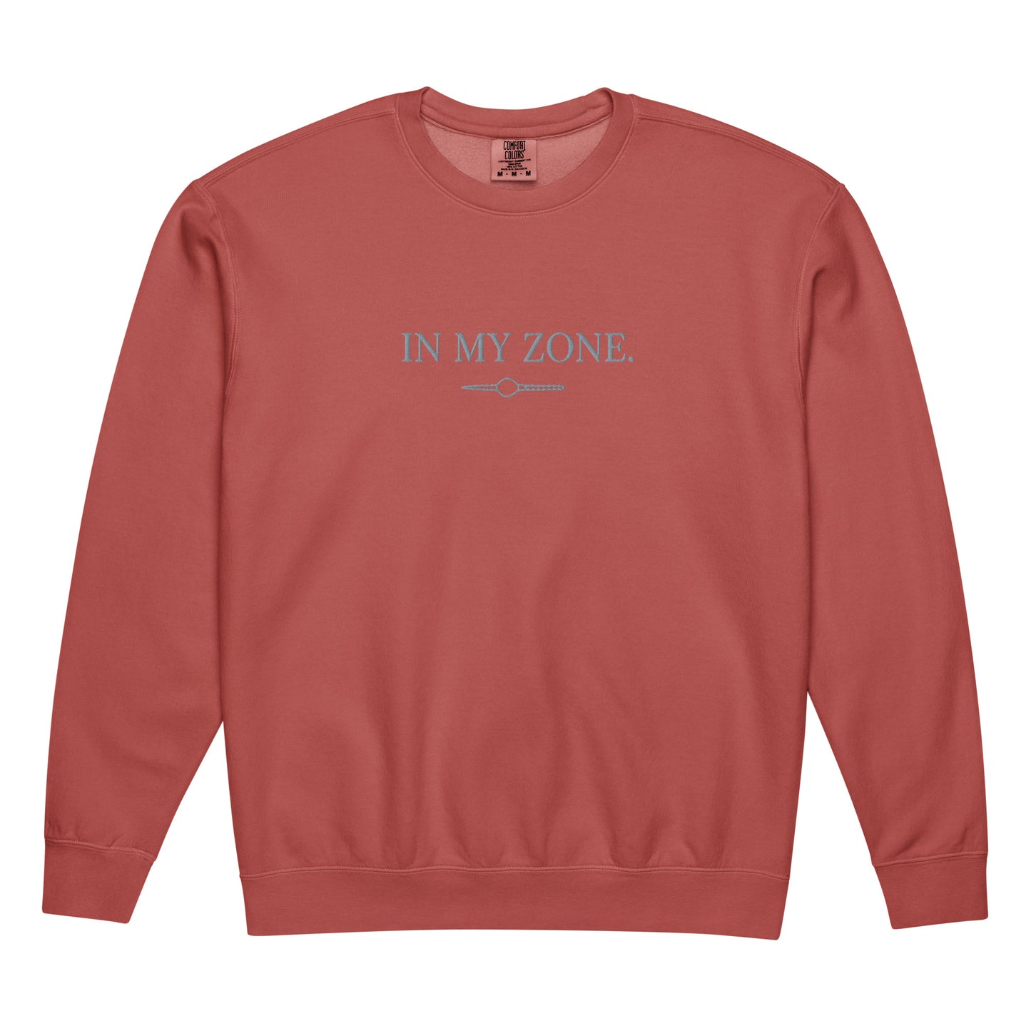 Comfort Colors zone embroidered crewneck sweatshirt with In My Zone design