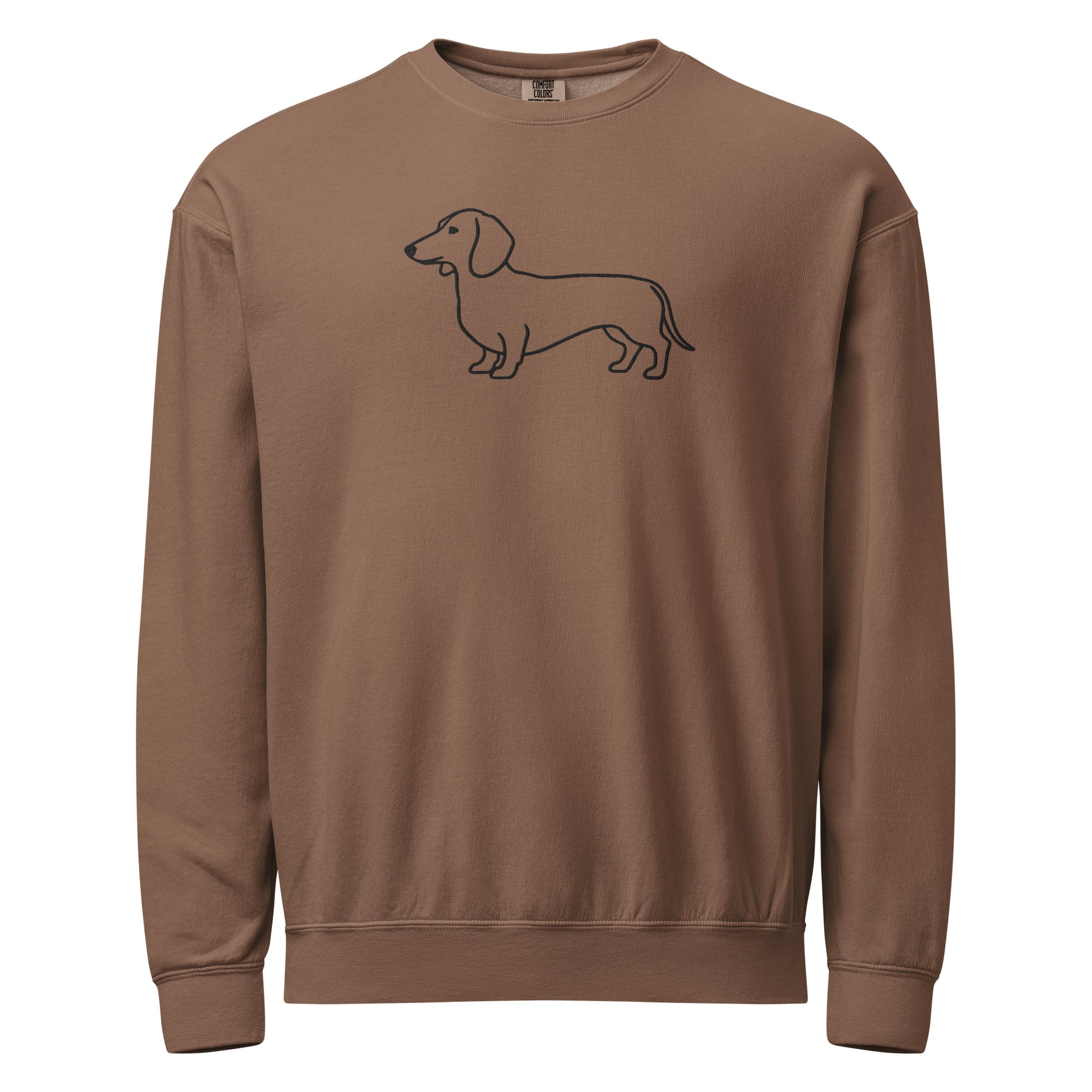 Minimal line art wiener dog brown dachshund crewneck sweatshirt