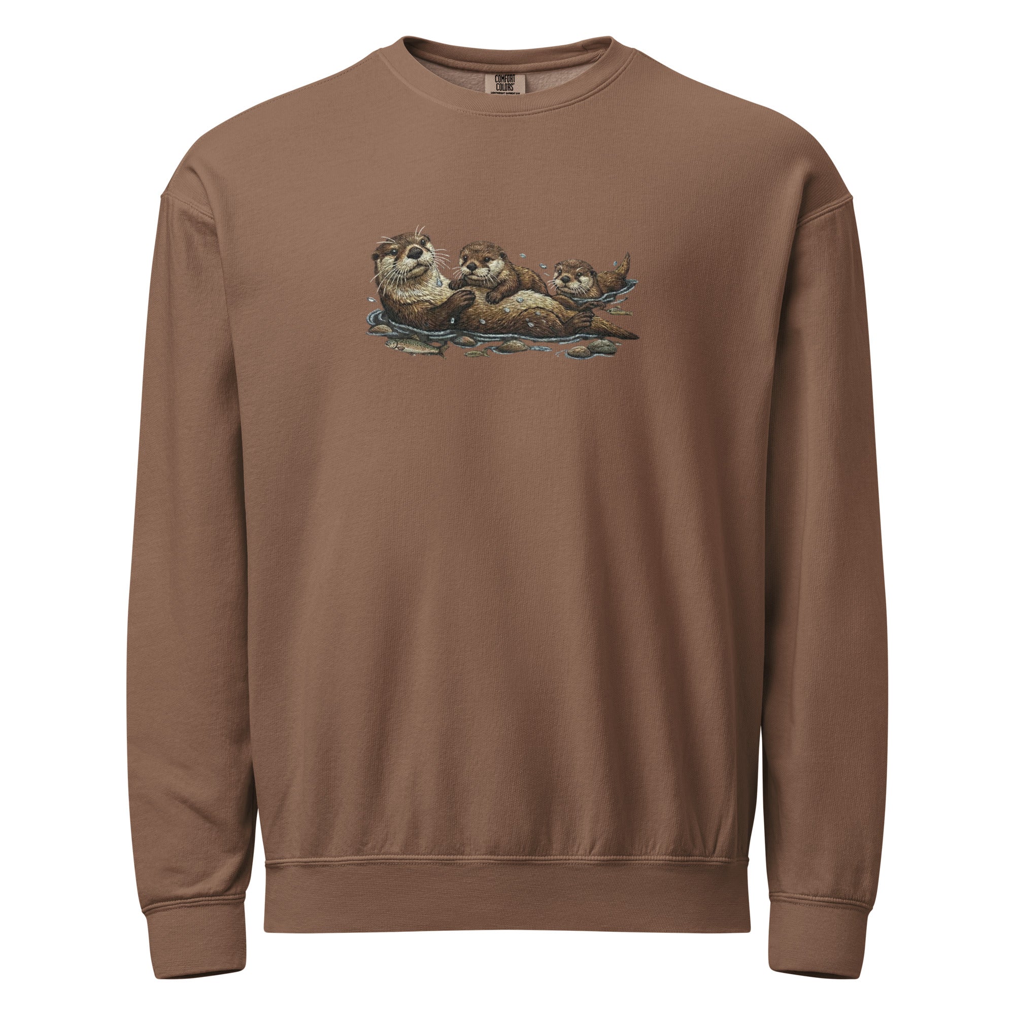 Cozy wildlife animal otter crewneck sweatshirt with playful design