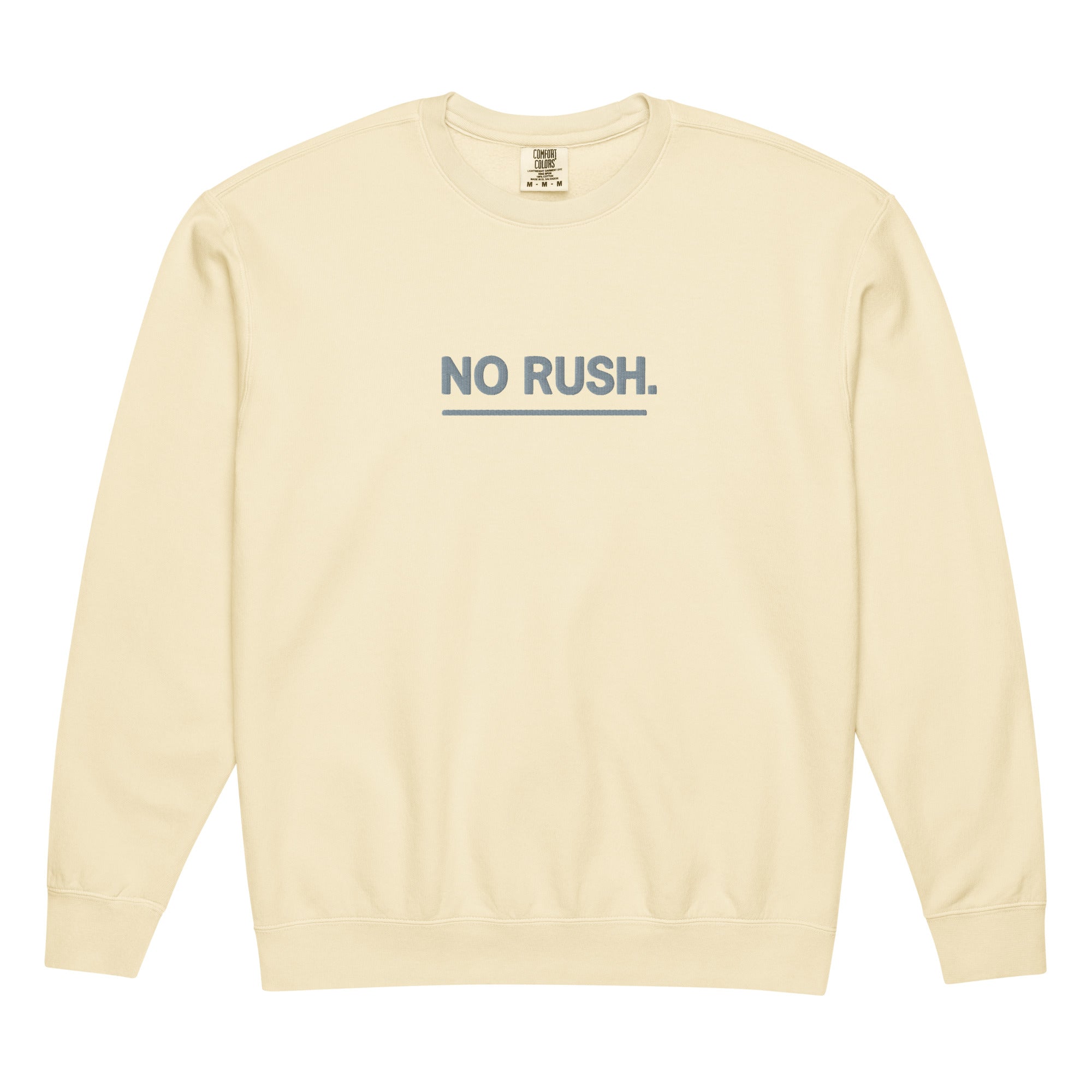 Comfort Colors Unisex No Rush Embroidered Sweatshirt in Cream