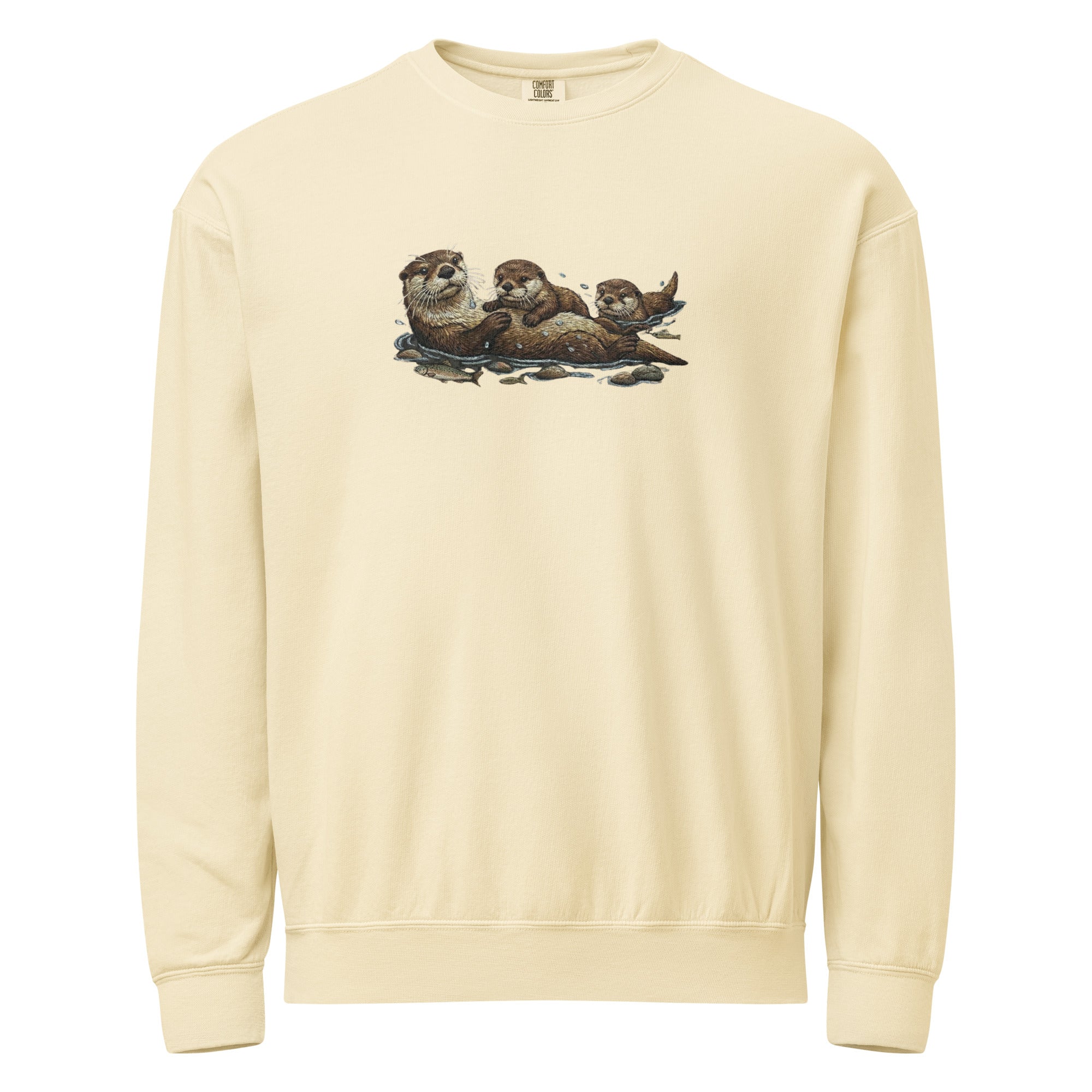 Cozy wildlife animal family crewneck sweatshirt with otter design