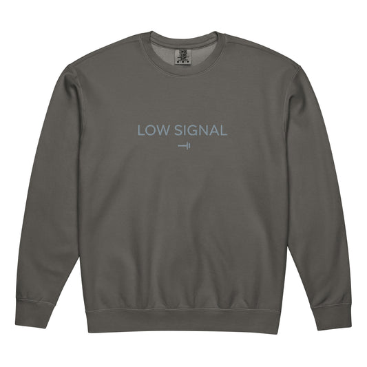 Charcoal gray low signal embroidered crewneck sweatshirt