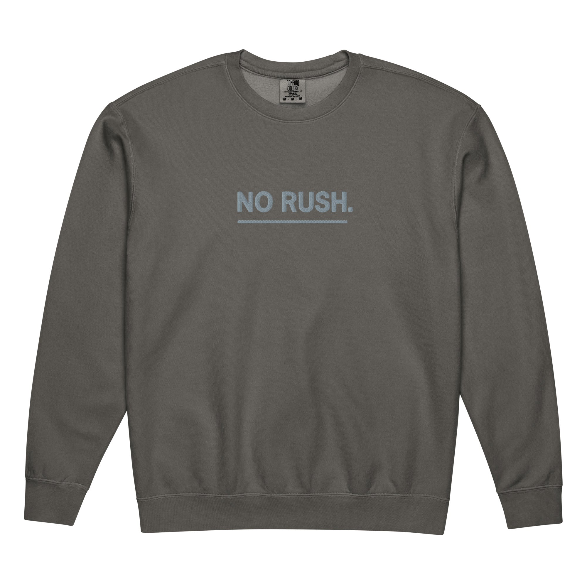 Olive green Comfort Colors unisex rush embroidered sweatshirt with no rush text