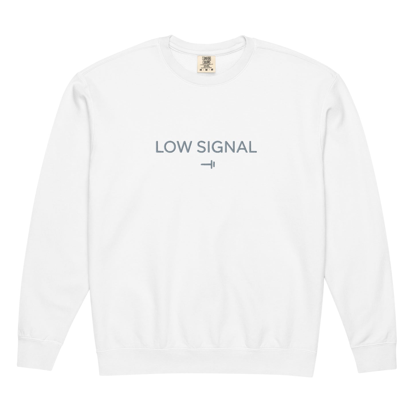 White Low Signal Embroidered Sweatshirt Cozy Comfort