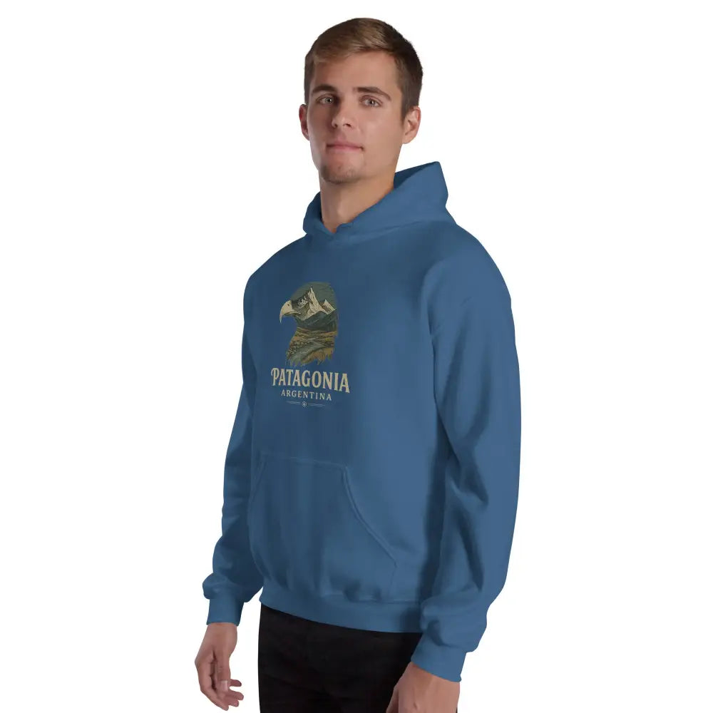 Blue Patagonia Argentina unisex hoodie with trini skies eagle graphic