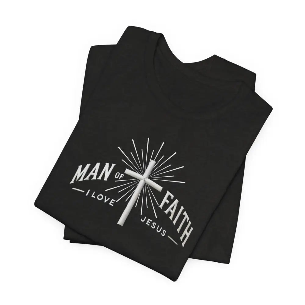 Man of Faith Jesus Cross graphic tee, unisex jersey short sleeve