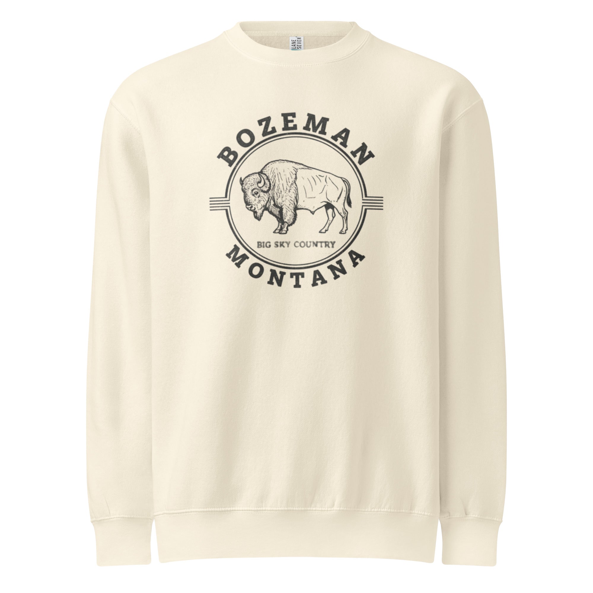 Bozeman Montana bison graphic cream sweatshirt, Big Sky crewneck