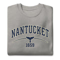 Gray Nantucket 1659 whale tail graphic sweatshirt in coastal island style