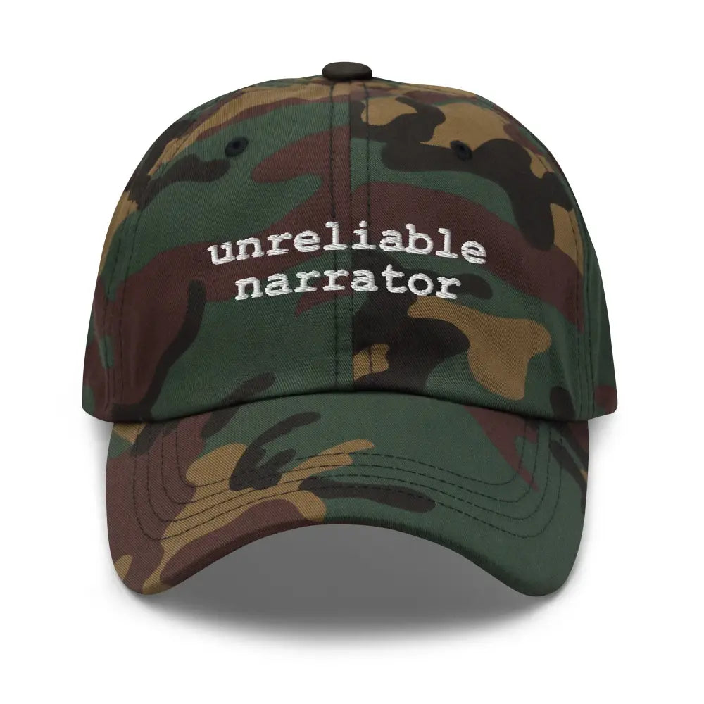 Unreliable Narrator embroidered cotton baseball cap hat