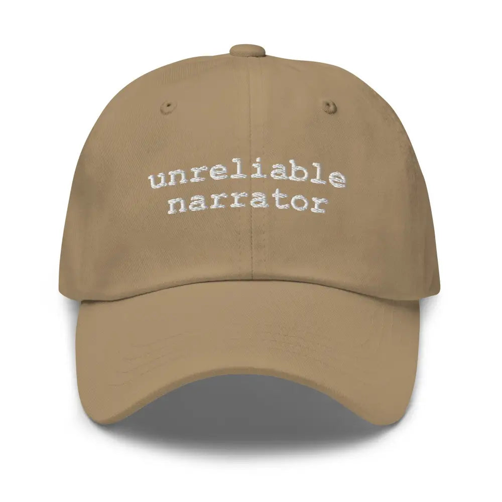 Tan unreliable narrator embroidered cotton baseball cap