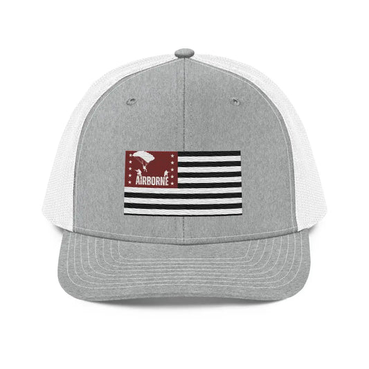 US Army Airborne Military Styled Embroidered Hats USA Flag Patriotic - gray white mesh trucker hat 1