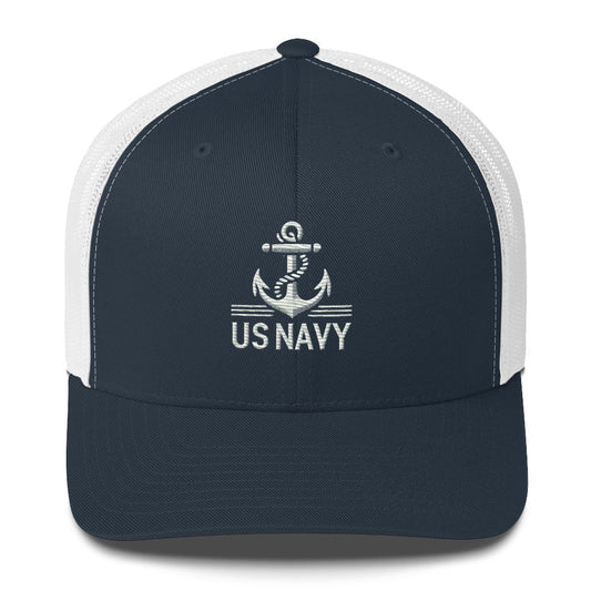 US Navy Embroidered Hat Patriotic Adjustable Cap for Pride - Navy/ White - Hats 1