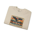 Trini Skies Supply USA eagle graphic t-shirt with sunset patch