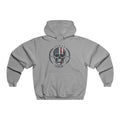 Grey valor skull hoodie with striking American flag skull graphic