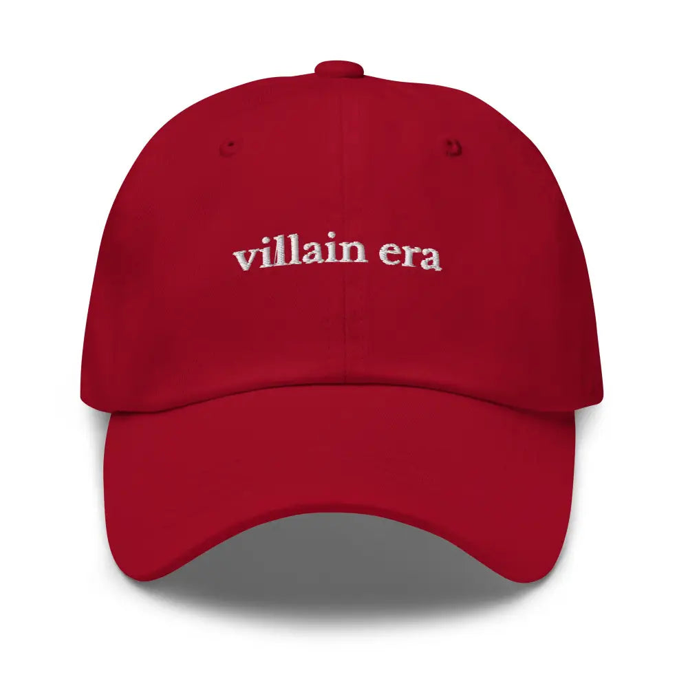Red Villain Era Embroidered Baseball Cap by Trini Skies